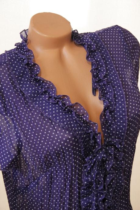 Fialovo modrá blúzka s volánmi, m/l, m