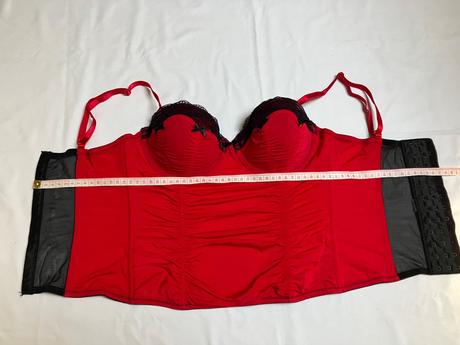 Dámsky červený čipkovaný korzet na ramienka, c&a,xs