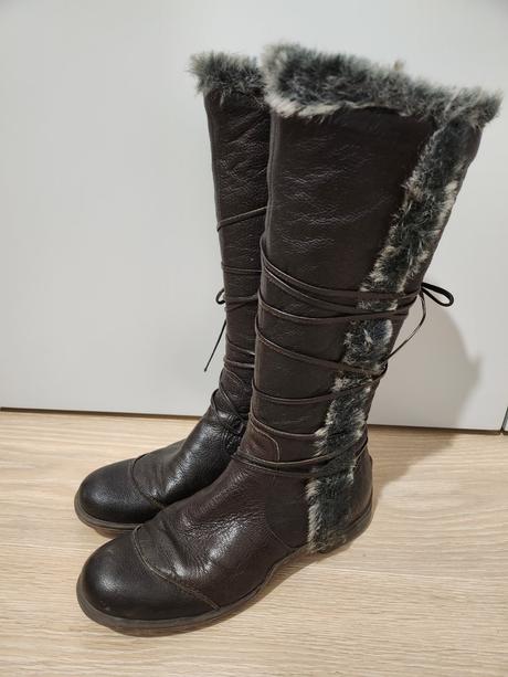 Kožené tmavohnedé čižmy 37, 37