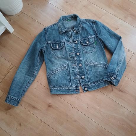 Riflová bavlnená bunda benetton, benetton,s