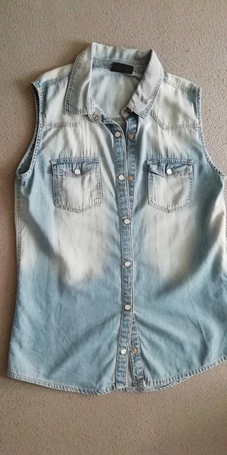 Dievčenská rifľová košeľa bez rukavov., 164