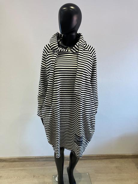 Dámske pásikavé šaty s kapucňou zimné (uni), l / m / xl / xxl