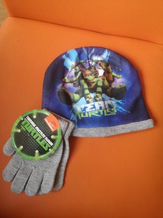 Turtles čiapka +rukavice veľkosť 6-11 rokov, 116 - 146