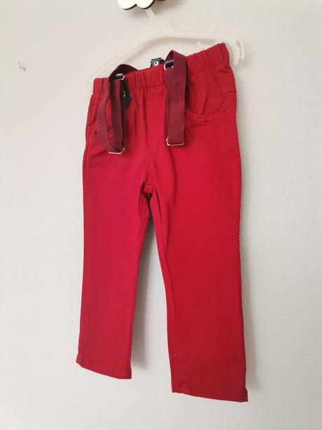 Červené nohavice s trakmi 80-86, 80