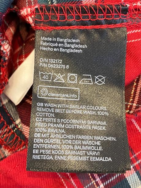 Dievčenské šaty kockované s opaskom (4-5 r.), h&m,110