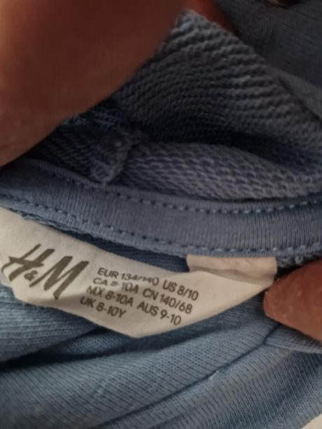 Mikina hm tenšia bledomodrá, h&m,134