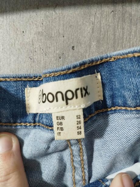 Džínsy 7/8 baggy vysoký pás, bonprix,52