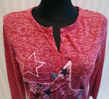 Dámsky bordovo ružový top, motív, laura t., s, s