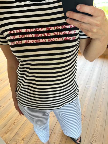 Pruhované bavlnené dlhšie tričko - calvin klein, calvin klein,s