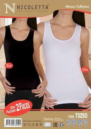 Dámske bavlnené tielko hladké biele a čierne, 4xl - xxxl