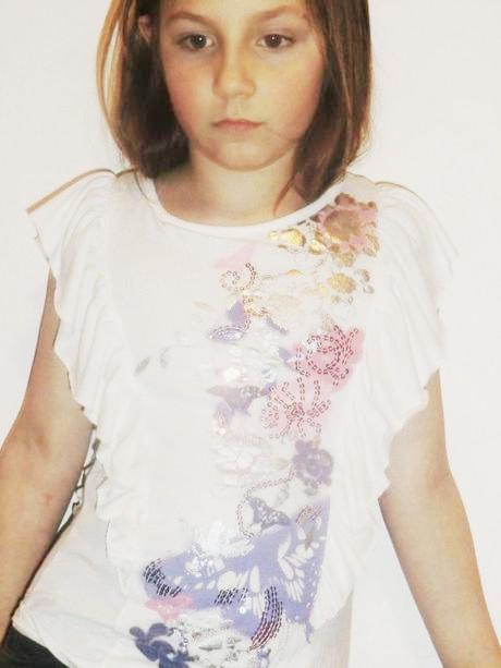 Tričko biele s flitrami vel 116/122, 116