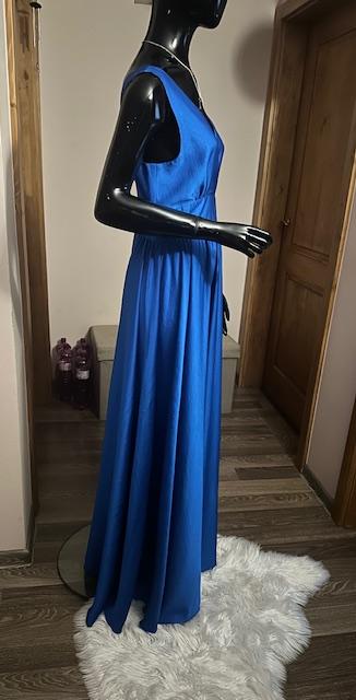 Slávnostné modré maxi šaty, l / m