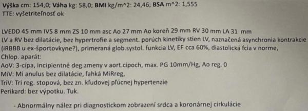 Aký je výsledok z echokardiografie?