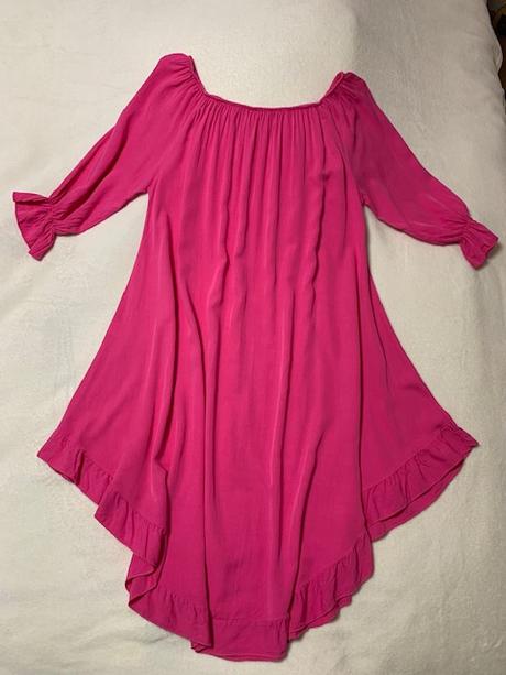 Voľné letné šaty cyklámenovej farby, 