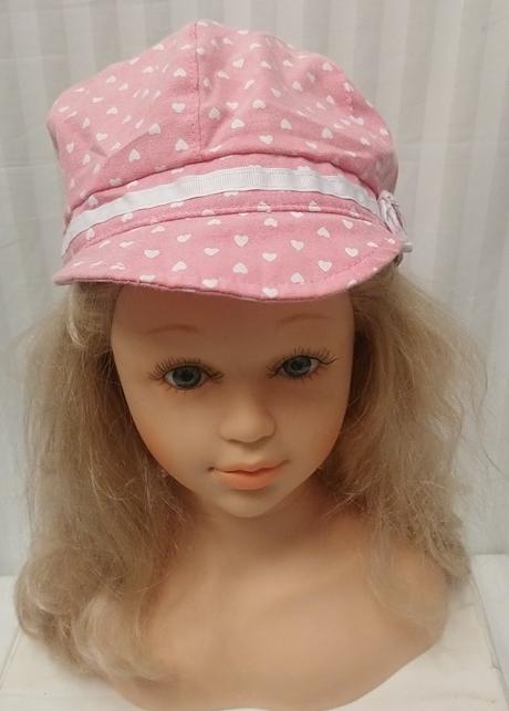 Ružová šiltovka, srdiečka č. 505, kids, 54 cm 6-8r, kids,54