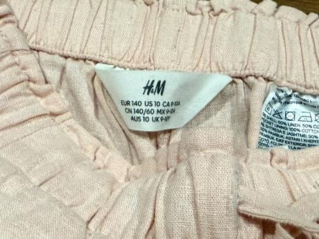 Ružové ľanové nohavice, h&m,140