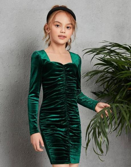 Smaragdove velúrové šaty mama a dcera, 128 - xs