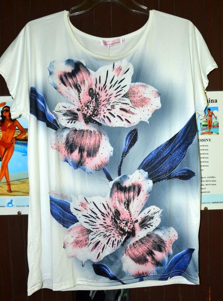 Dámske tričko s kvetom, 38 - xl