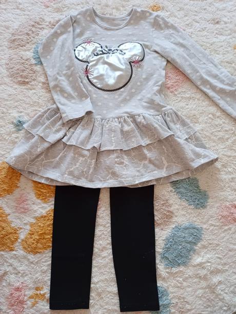 Minnie mouse šaty a h&m legíny velk.122, 122