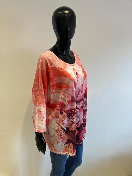Dámske svetrové tričko kvetované oversize (uni), l / m / s / xl