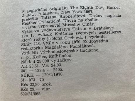 Ôsmy deň stvorenia-prvé vyd.1970,