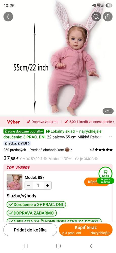 Realisticka babika 55cm, 