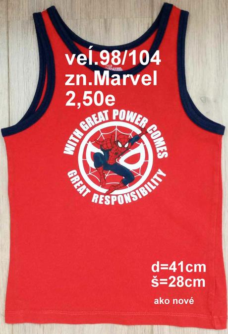 Chlapčenské tielko veĺ.98/104, zn. marvel, marvel,98
