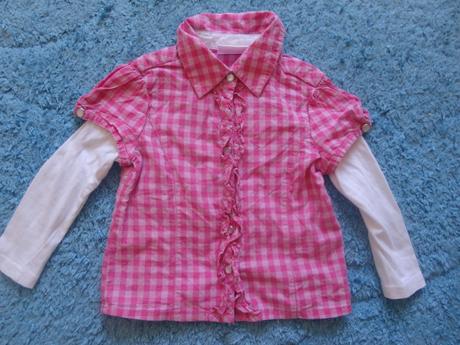 Ružová blúzka s dlhým bielym rukávom, veľ. 98, dopodopo,98