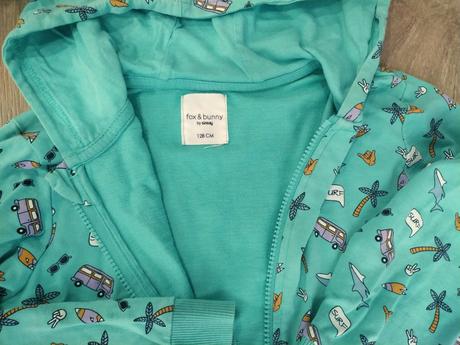 Veselá tyrkysová mikina, v. 122/128, fox & bunny,128