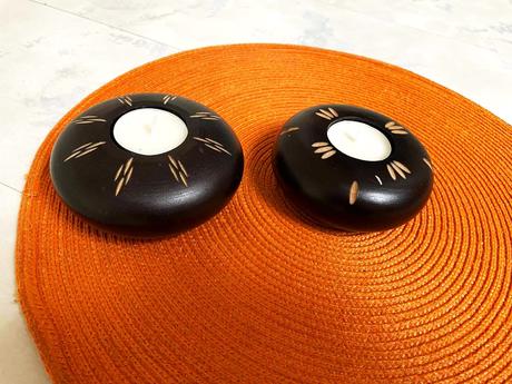 Naturálne drevené svietniky 2 ks,