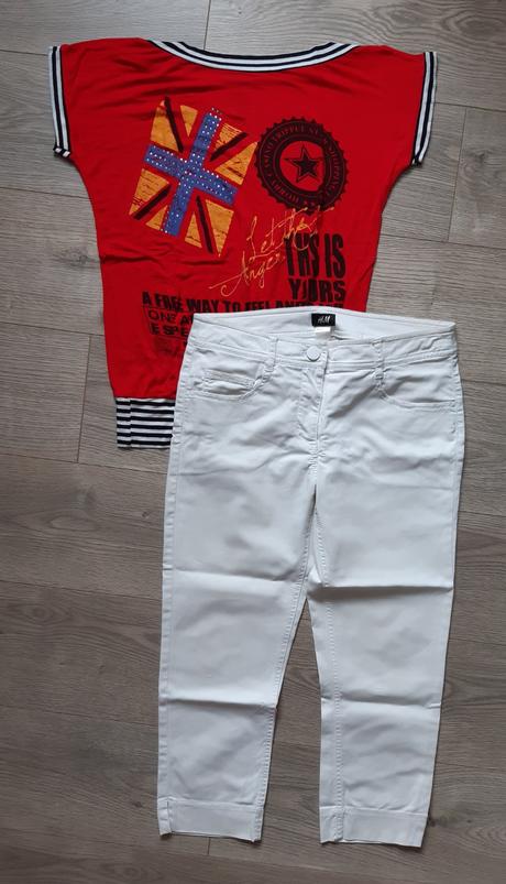 Biele 7/8 nohavice, h&m,l