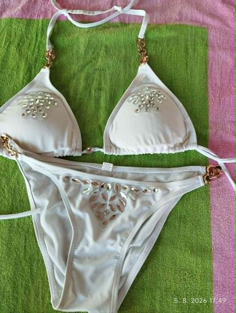 Biele bikini plavky, m