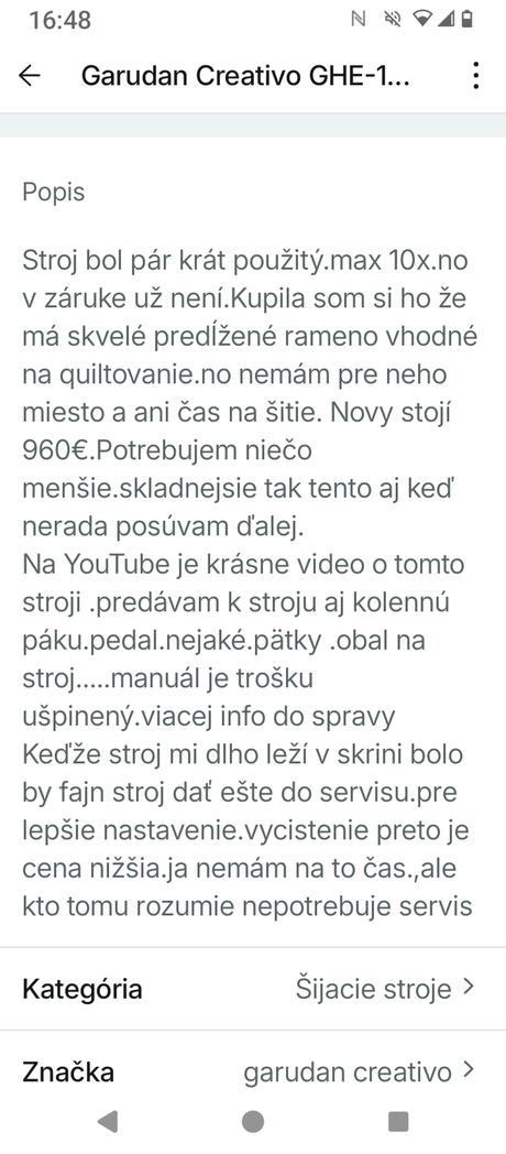 Šijací stroj garudan creativo, 