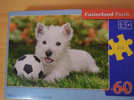 Puzzle šteniatko s futbalkou (60 dielov),