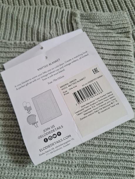Vlnená pletená deka - mineral green elodie detail,