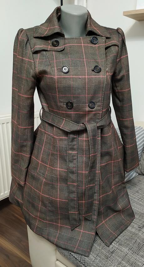 Káro trenčkot, h&m,34