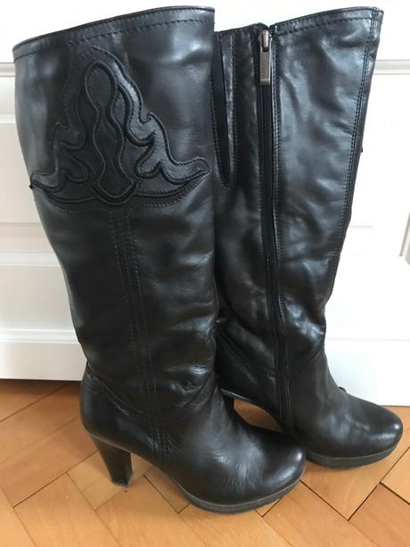 Kožené čierne čižmy velkost 37, lasocki,37