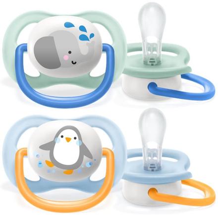 Avent silikónový cumlík ultra air animals 0-6m, 2k, avent