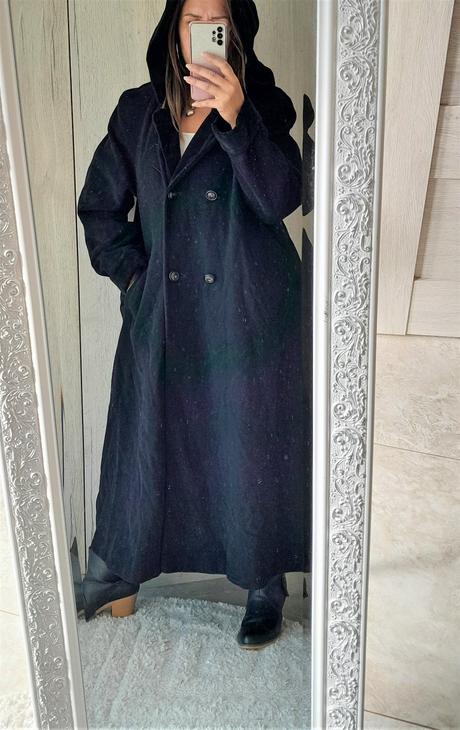 Zimný kabát s kašmírom a kapucňou-xl, xl