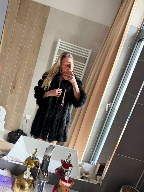 Kožuch z pravej kožušiny s kožou s/m, s