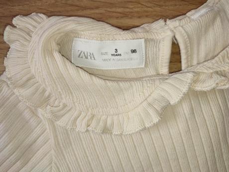 Rebrované tričko zara s volánovým golierom, zara,98