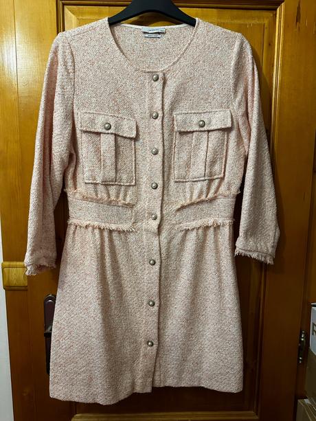 Tvídové ružové šaty, reserved,42