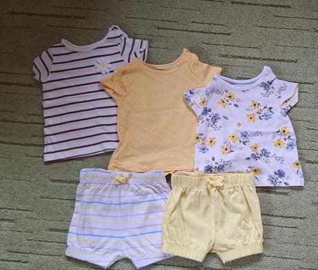 Letný set dievčatko žlto biely, c&a,62