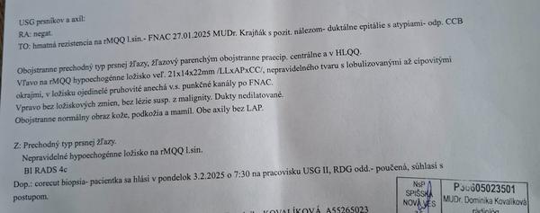 Odobratie vzorky z prsníka. Je to rakovina?