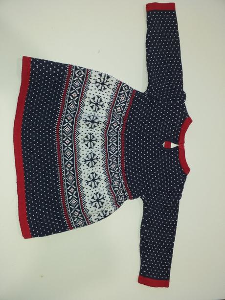 Teplé pletené šaty s nordickým vzorom, 68