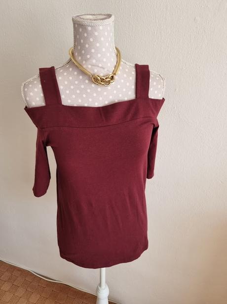 Bordový top cez ramená f&f veľ. m, f&f,m