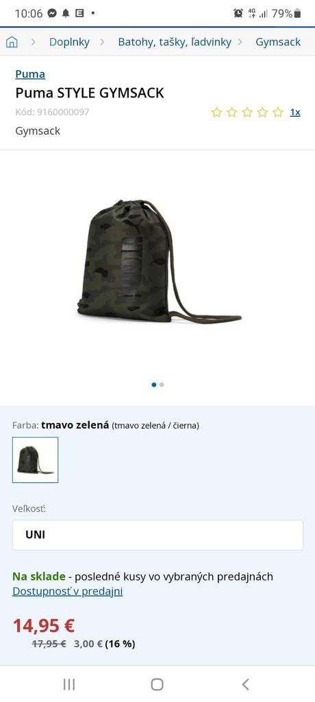 Gymsack , vrecko puma, puma