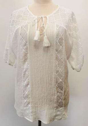 Blúzka s čipkou bielo maslovej farby, v. xl/xxl, xl