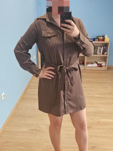 Hnedé šaty s dlhým rukávom, 36 / 38 / m / s