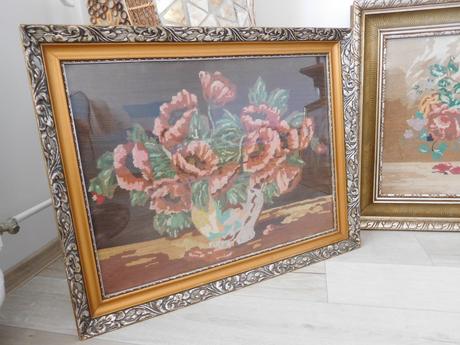 Obrazy vyšívané krížiková výšivka -v drevenom ráme, 